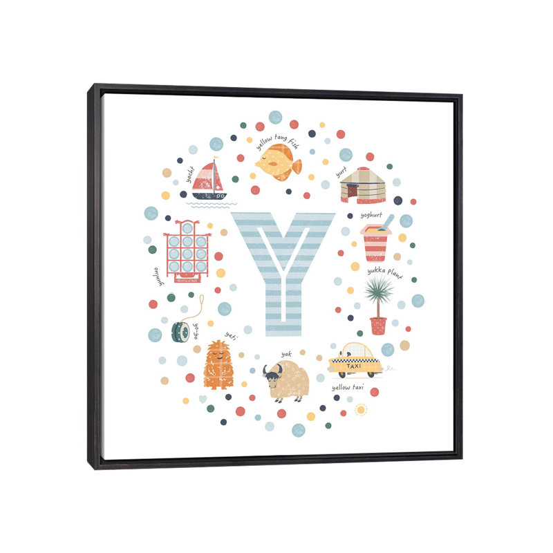 Lettre Y - reproduction d'impression, Pas de tapis, H 26 po x l 26 po x P 1,5 po, Toile avec cadre noir patiné