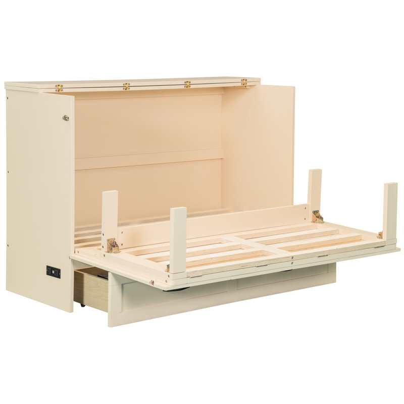 Lit double pliable doré, lit d'espace pour les petits appartements, grands tiroirs, finition, facile à assembler et fonctionnel, avec style, ports de charge