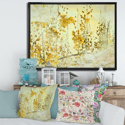 Fleur jaune, art grunge - peinture sur toile