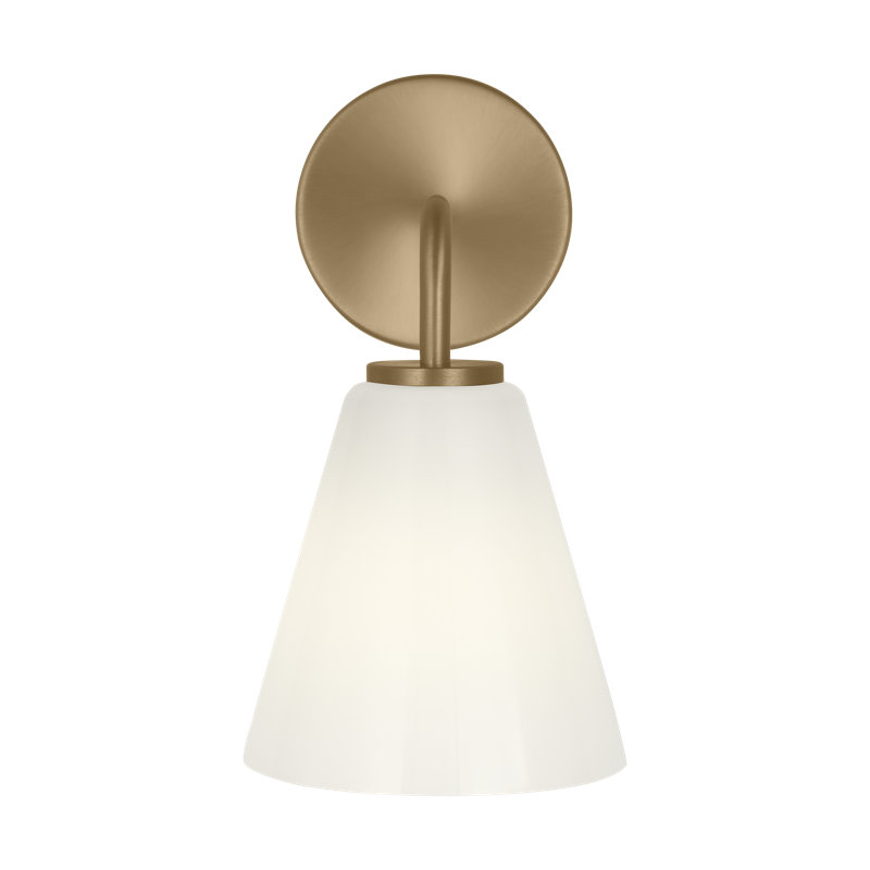 Meuble-lavabo à 1 lumière à intensité variable l 6 po Hayden, Blanc, Laiton satiné, 1