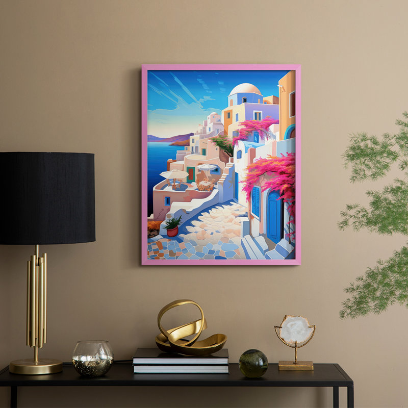 «Steppingstones To the Sea III», reproduction encadrée - bois massif, H 21 po x l 17 po, Rose