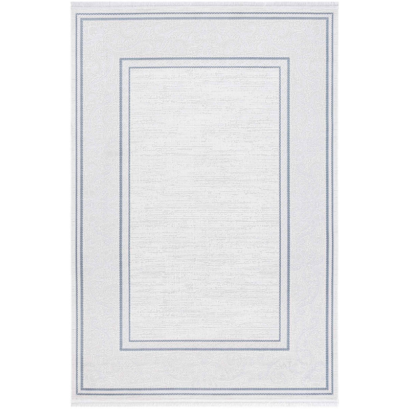 Tapis gris en acrylique fabriqué à la machine Intenso Cizgili, Rectangle 5 pi 3 po x 7 pi 7 po
