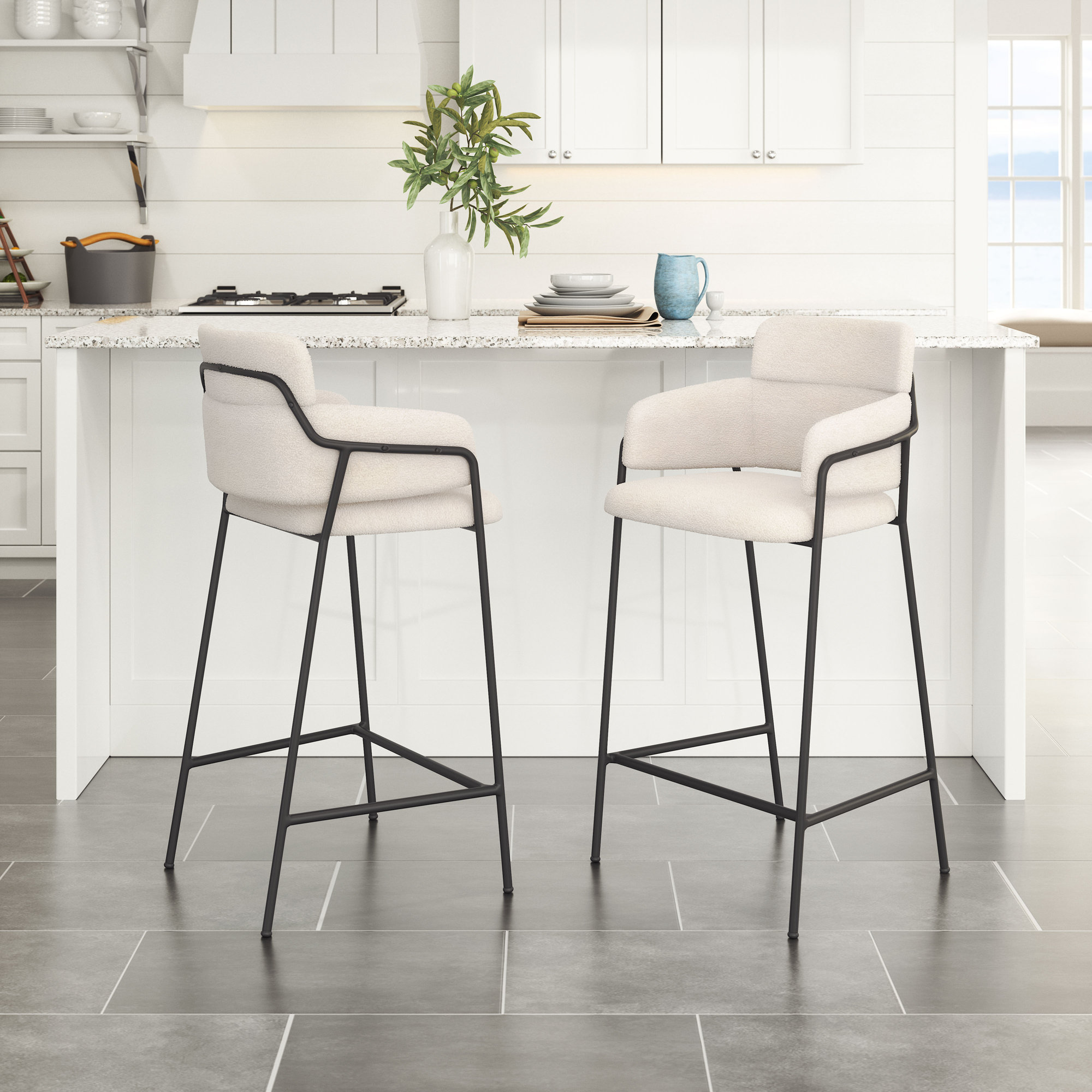 Kidman Bar & Counter Stool, Counter Stool (26" Seat Height), Cream