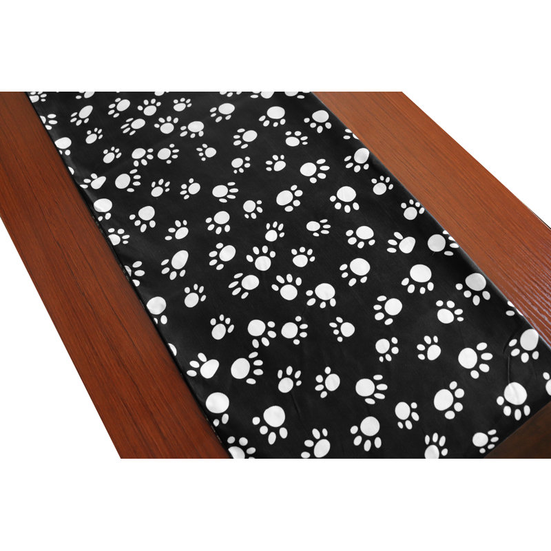 Paw Print Table Runner, White on Black,  120" x24" 