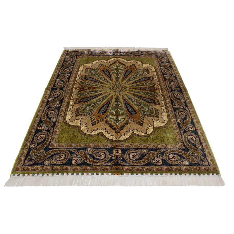 Tapis turc vert et bleu 5 x 7