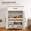 Îlot de cuisine roulant avec abattant, chariot de comptoir pliable avec porte-serviettes et tiroir pour la cuisine ou la salle à manger, blanc et naturel