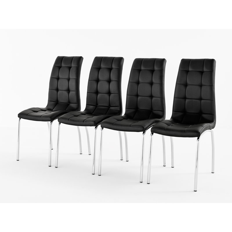 Liam 45cm H Tufted Upholstered Metal Side Chair, Black