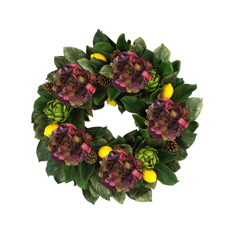 Hortensia artichaut et magnolia citron, Rouge