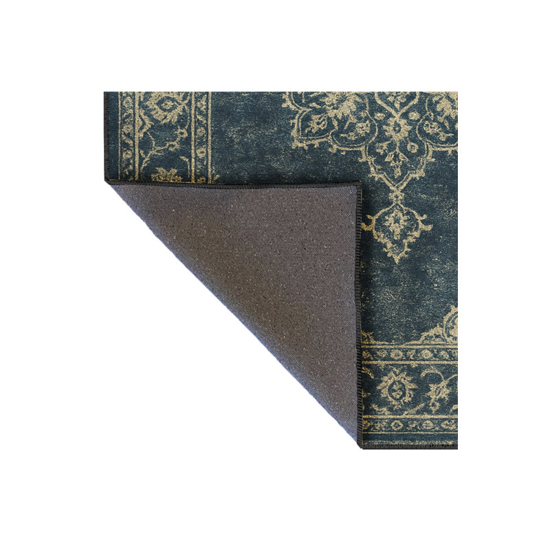Tapis bleu tissé à envers lavable traditionnel Mosso, 2'6" x 4'11"
