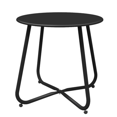 18 Inch Round End Table, Heavy‑duty Powder Coated Steel Outdoor Accent Table With Adjustable Feet 60 Lbs Load Capacity For Patio Porch