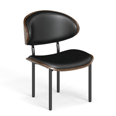 Chaises d'appoint de salle à manger rembourrées en similicuir avec dossier incurvé (ensemble de 2)