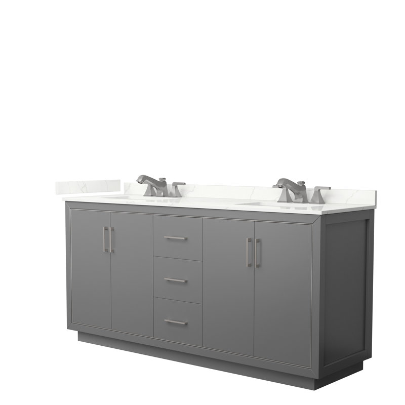 72'' W Double Vanity, Matte Black, Dark Gray, Giotto Quartz