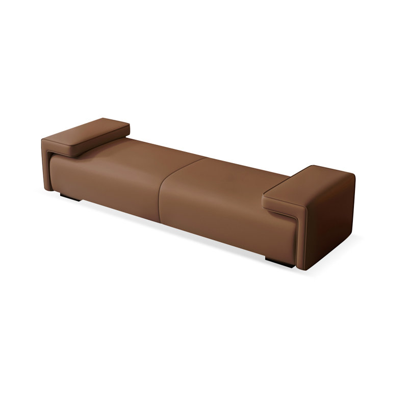 Coffee Modern Wood Upholstered  Bedroom and Entry Leather Long Bench, Coffee, 18.9" H x 47.24" W x 19.69" D