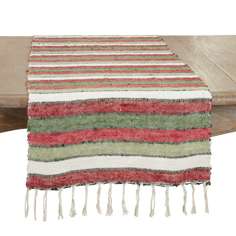Cales Cotton Table Runner, Red/Green