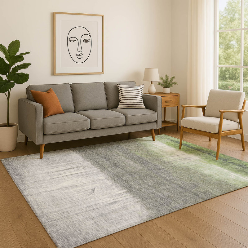 Premium Machine Washable Mayfield Abstract Rug, Fern, 5' x 7'6"
