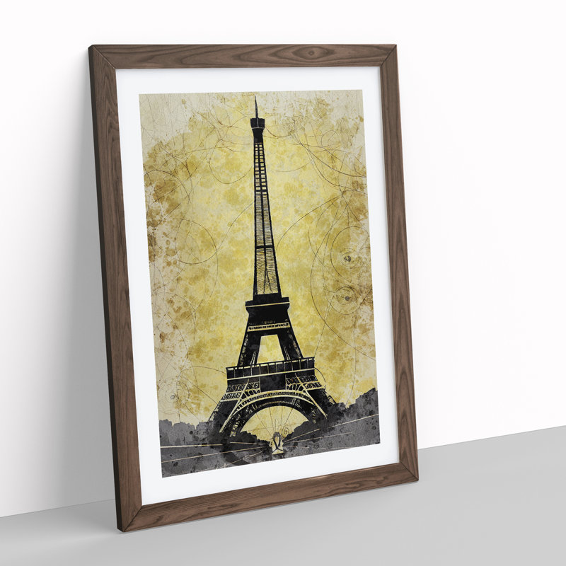 Splendid Eiffel Tower - Framed Print, 34cm H x 25cm W x 2cm D, Walnut