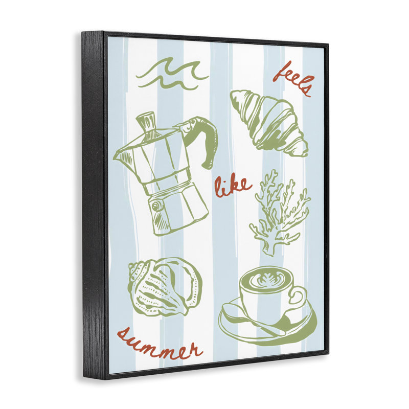 «Feels Like Summer on Stripes», estampe numérique, design par The Prints Vibe, 20 x 16, Midnight Black Giclee Framed