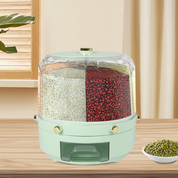 Rotating Grain Storage Box Kitchen Home Separated And Sealed Rice