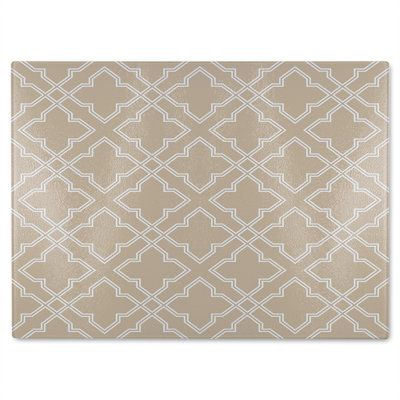 Cross Ornament Pattern Glass Chopping Board