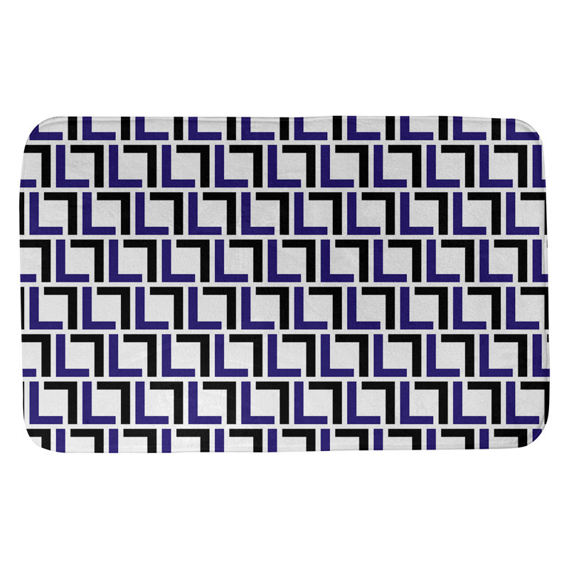 Tapis pour salle de bain Baltimore, l 17 po x L 24 po, Blanc / mauve / noir