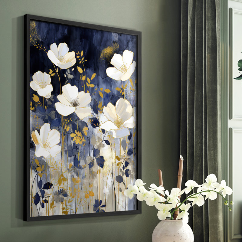 FLORAL Series CCCCLXVVI - Reproduction encadrée de qualité supérieure - Prêt à être accroché - Aucun clou requis