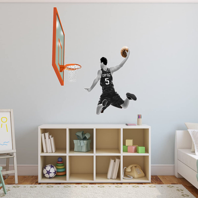 Adhésif décoratif joueur de basketball, Noir, H 30 po x l 28 po, Oui