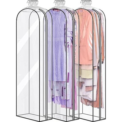Sacs à vêtements transparents à soufflet 10 po pour vêtements suspendus Sacs à vêtements 60 po pour robes de chambre