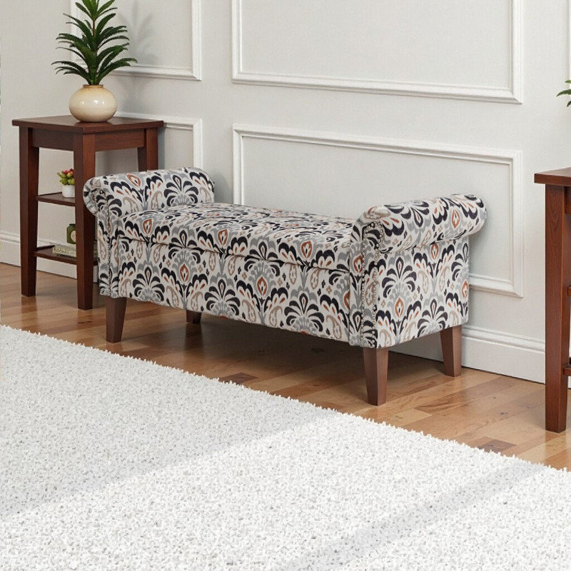 Banc de rangement avec repose-pieds Conrad, Gris