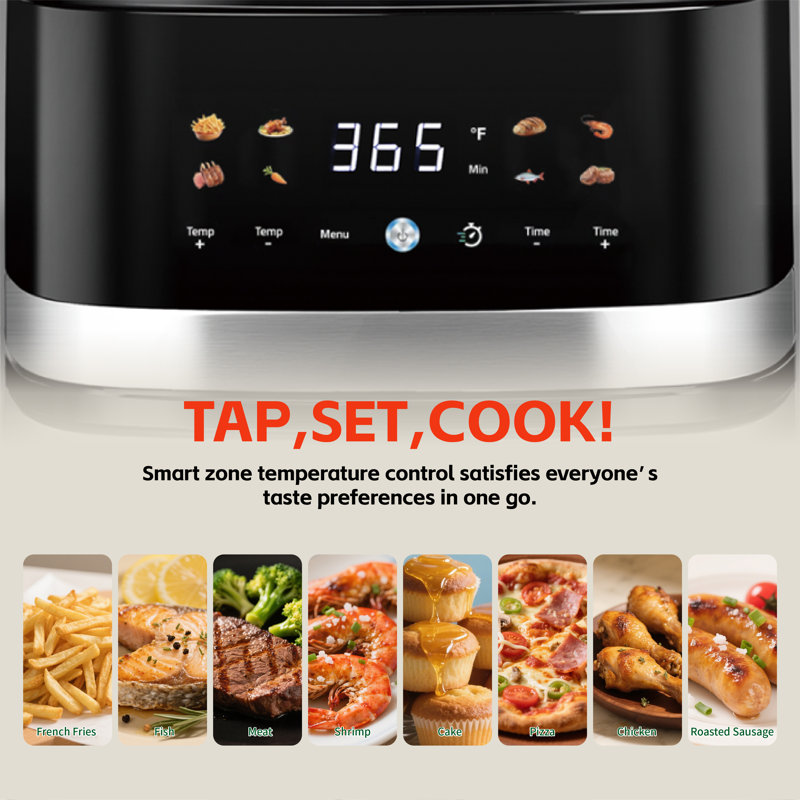 5.8qt Digital Air Fryer With Adjustable Temp&time For Air Fry, Roast, Reheat, Easy Cooking For Veggies, Frozen Food, Meats, Stainless Steel 304 (20pcs Air Fryer Liner As Gift)