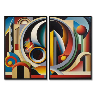 Circular Retro Dynamics II - art mural bleu