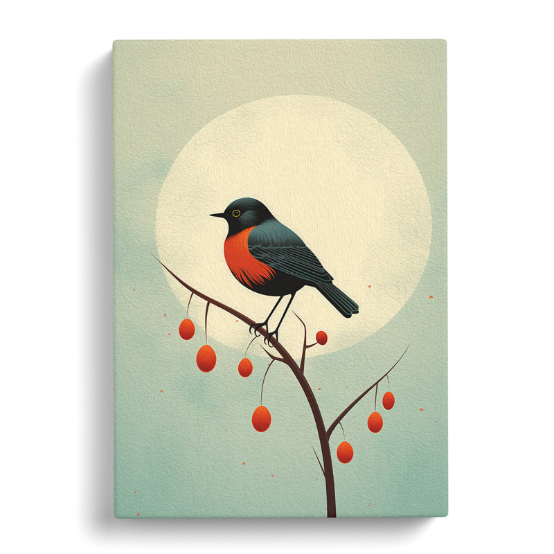 Robin Bird Minimalism - No Frame Print, 76cm H x 50cm W x 3cm D