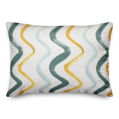 Coussin extérieur bleu et brun Squiggles