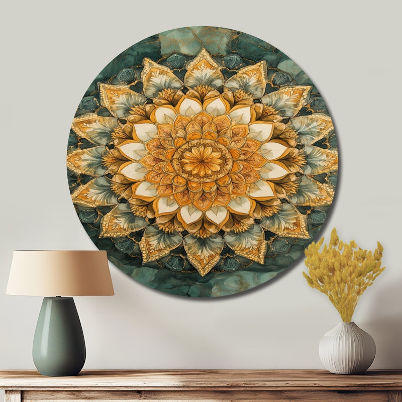 Mandala d'Inner Balance I - art mural rond en métal zen, H 16 po x l 16 po