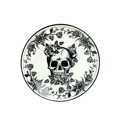 10 Strawberry Street Skull Toile Appetizer Plate