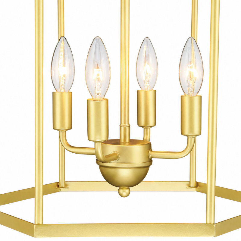 Lustre cylindrique géométrique à 4 lumières à intensité variable, Or brossé
