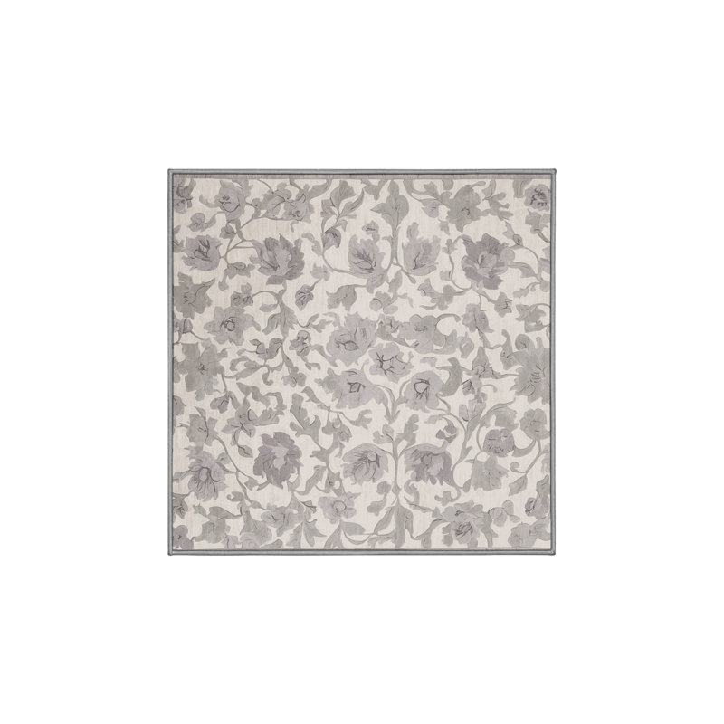 Machine Washable Gray Area Rug, Square 5'