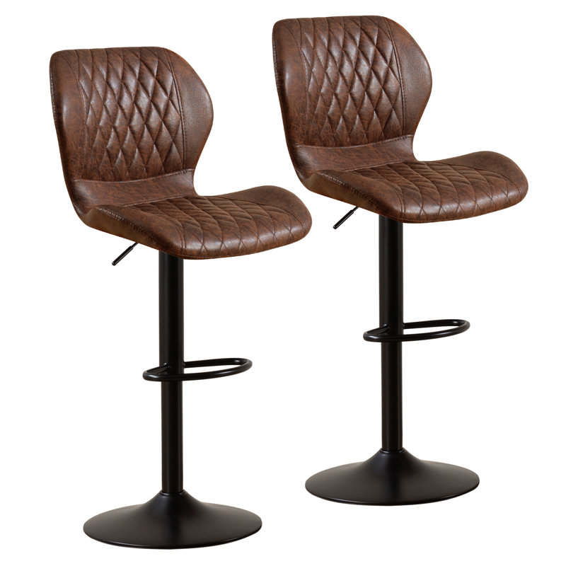 Adjustable Height Counter Stool with Metal Frame, Brown