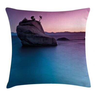 Bonsai Rock in Lake Tahoe Tropical Surreal Scenery Exotic Vivid Indoor / Outdoor 36"" Throw Pillow Cover -  Ambesonne, min_32628_36x36