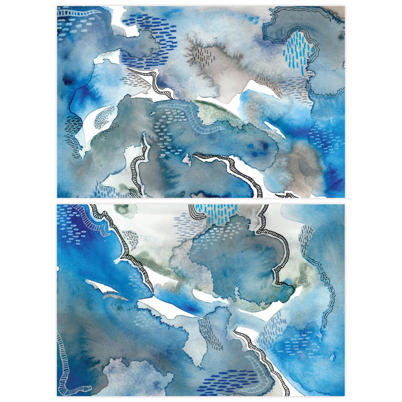 Subtle Blues I and II - Sans cadre, reproduction d'art sur verre