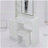 37" Middle Size Left Bedside Cabinet Vanity Table + Cushioned Stool, Large Sliding, Touch Control, Tri-color Switching, Brightness Adjust LED Mirror, High Capacity Storage, Suitable for Middle Space-2112358902