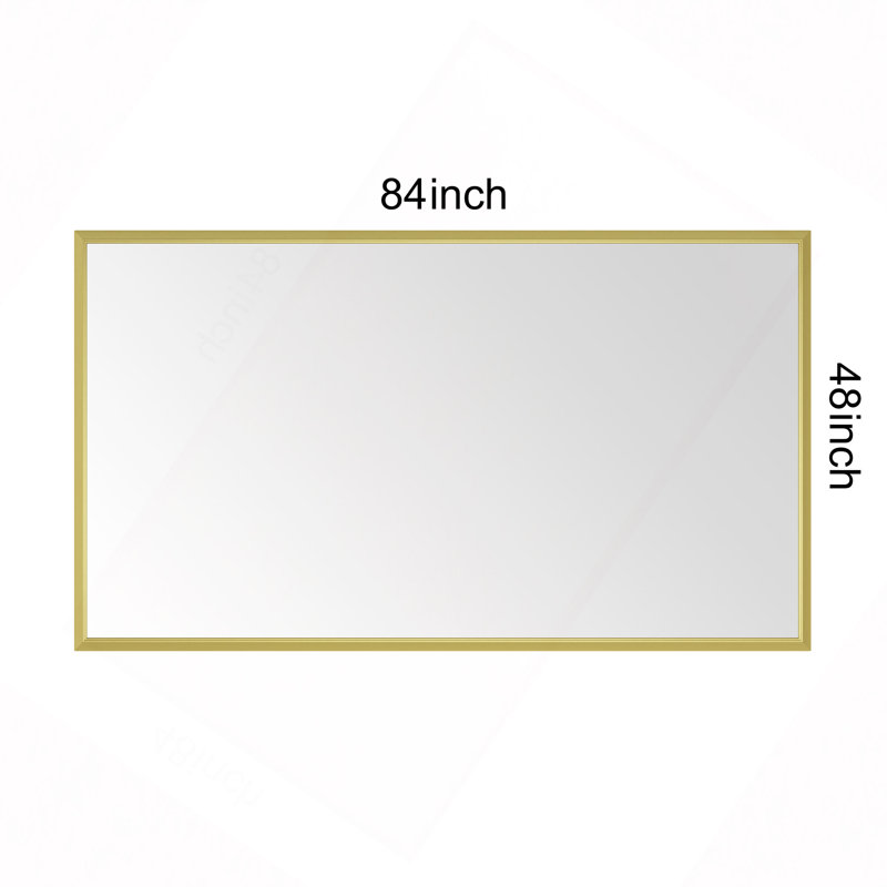 Miroir de salle de bain mural 84 po x 48 po avec cadre en aluminium et miroir mural rectangulaire