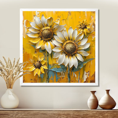 Jaune jaune, tournesol, charme abstrait - tournesols, art mural, salon
