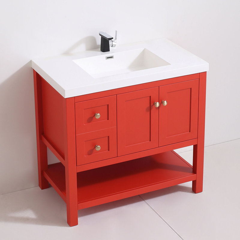 Meuble-lavabo simple 37 po Mckinnis, Rouge