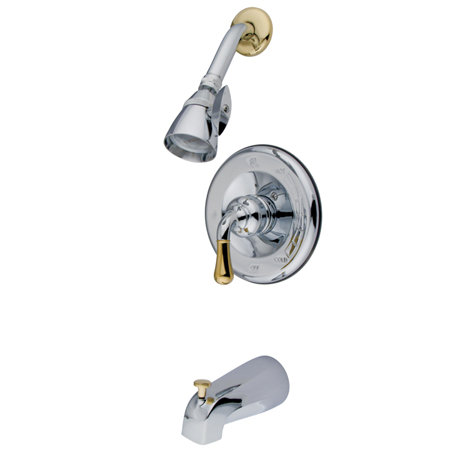 Kingston Brass Magellan Single-Handle Pressure Balanced Tub and Shower Faucet, Trim Only, Polished Chrome / Polished Brass