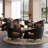33.86"Rustic Black Solid Wood Arm Chair