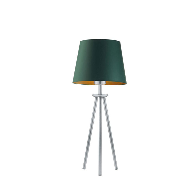 Alcala Metal Tripod Lamp, Brushed Steel, Green