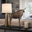 Sculpture décorative de bison pour la décoration intérieure - Grande statue décorative pour salon, console ou étagère - 53 cm, bronze et noir