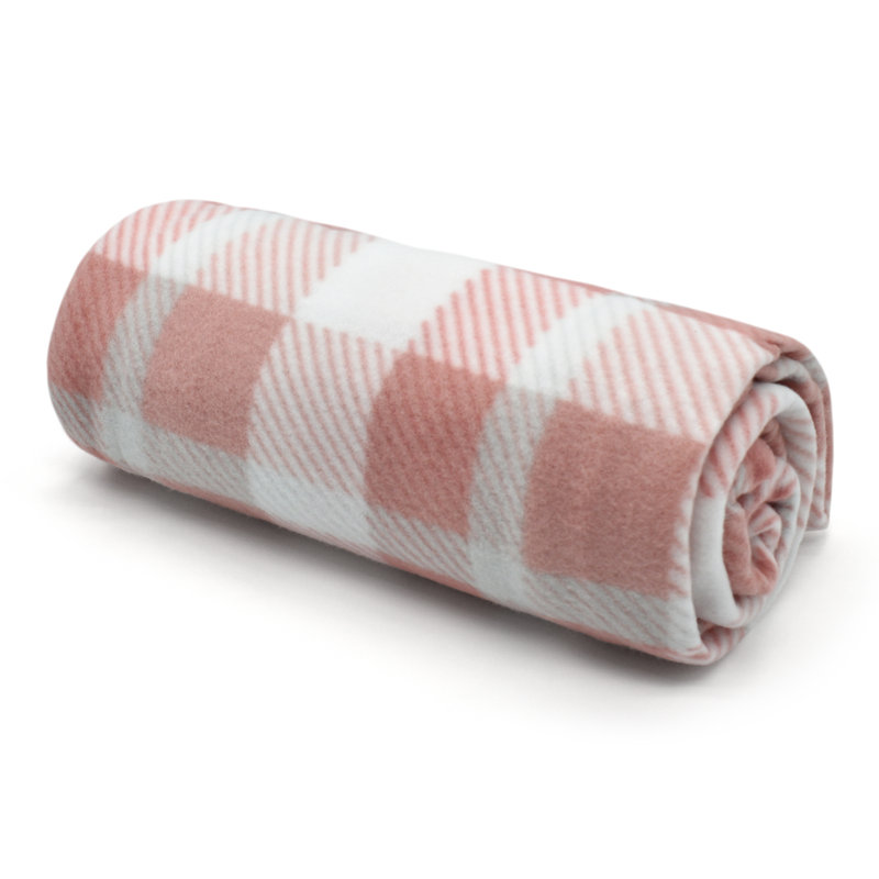 Anerinda Soft Plush Classi Check Blanket Throw, Blush Pink