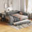 Gray Full Size Upholstered Bed With Built - In Storage Shelves, Desk, Charging Ports And Twin Trundle For Home Convenience Platform Velvet, Station Stylish Bedroom-1367720591