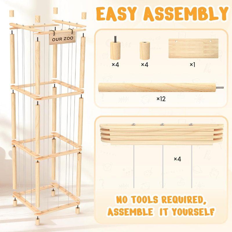 Rangement et organisateur pour peluches, naturel